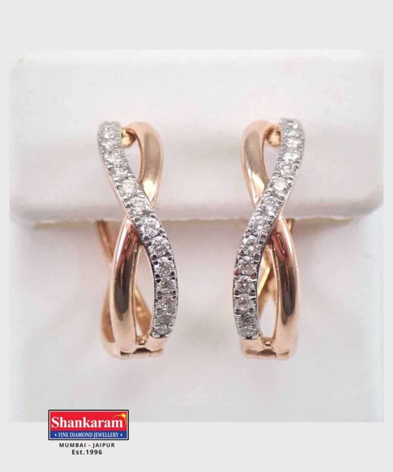 Rose Gold Diamond Hoop Earrings