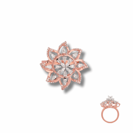 Lotus Bloom Diamond Ring in Rose Gold