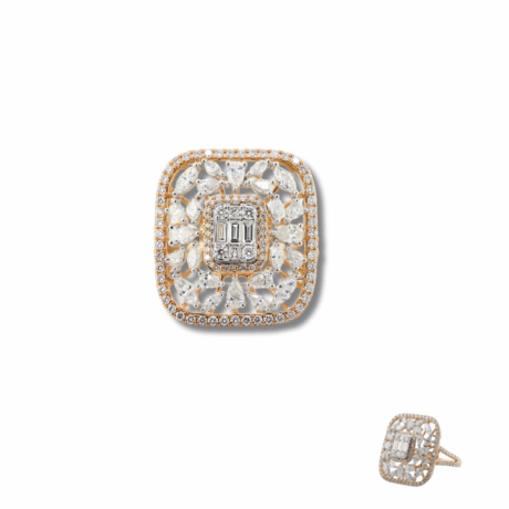 Majestic Diamond Cocktail Ring with Baguette Center