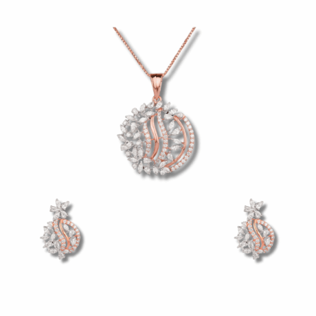 Chic Shine: Rose Gold Diamond Pendant Set