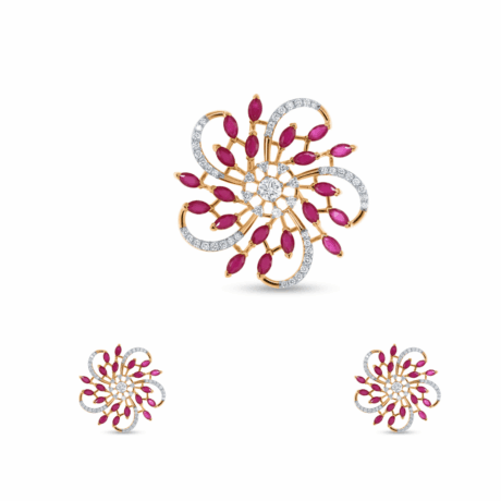 Gleam Set: Sleek Diamond Pendant & Earrings