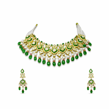 Grand Bridal Jadau Set with Enamel Accents