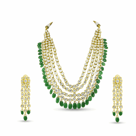 Layered Jadau Bridal Necklace with Multicolour Gemstones