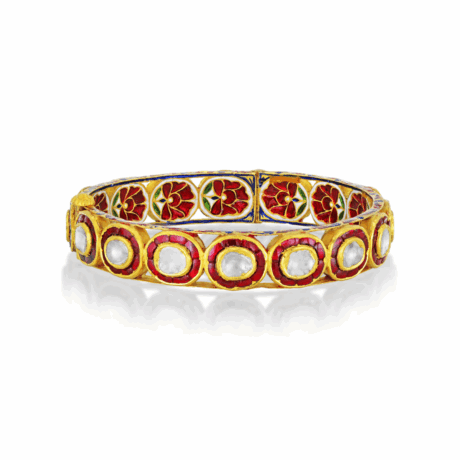Heritage Polki Bangle in 22Kt Gold Finish