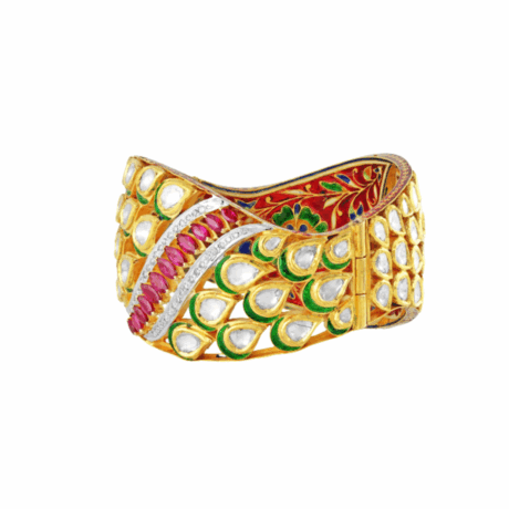 Royal Jadau Broad Bracelet with Uncut Diamonds