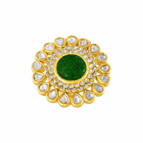 Traditional Jadau Ring with Uncut Polki Diamonds