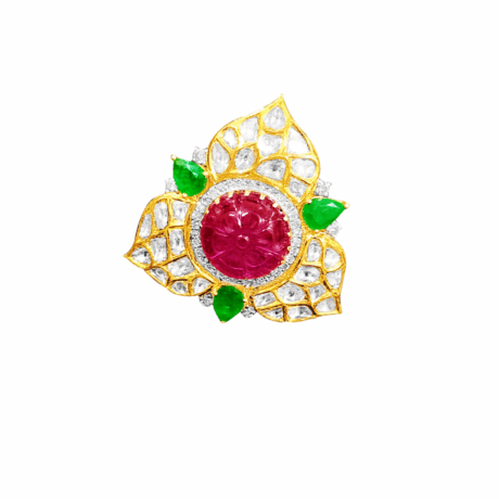 Ruby-Accented Jadau Ring