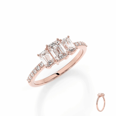 Emerald-Cut Solitaire Diamond Ring in 18Kt Gold