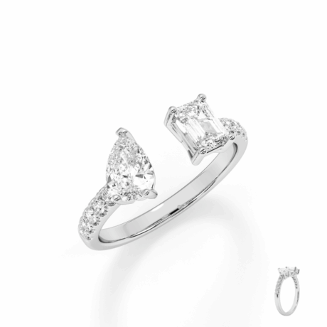 Duo Sparkle: Emerald & Pear Cut Diamond Ring