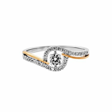 Twisted Dual-Tone Diamond Ring