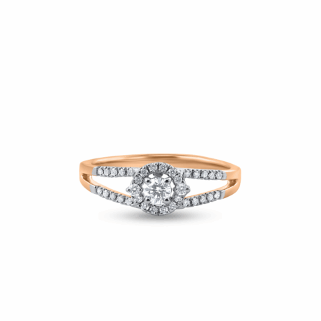 Round Solitaire Halo Ring in Rose Gold