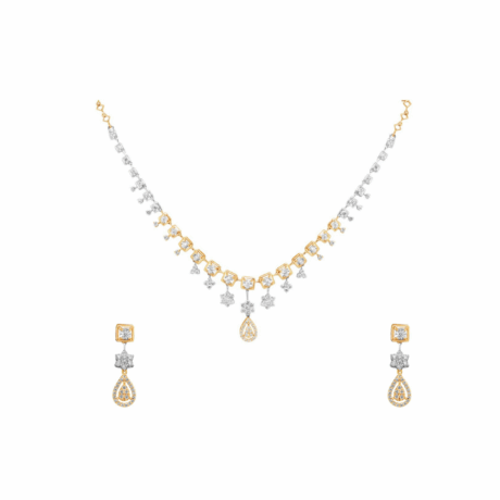 Subtle Spark: Light Diamond Necklace & Earrings Set