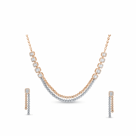 EternaLite: Sleek Diamond Necklace Set for Daily Wear