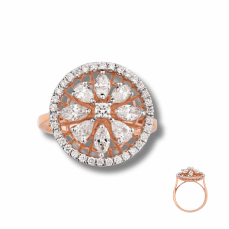Crescent Bloom Diamond Ring
