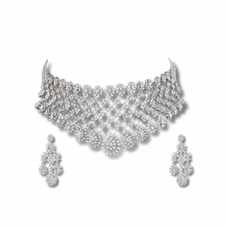 The Heirloom Glow: Bridal Choker Set in Diamonds