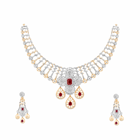 Forever Gleam: Heavy Diamond Bridal Necklace Set