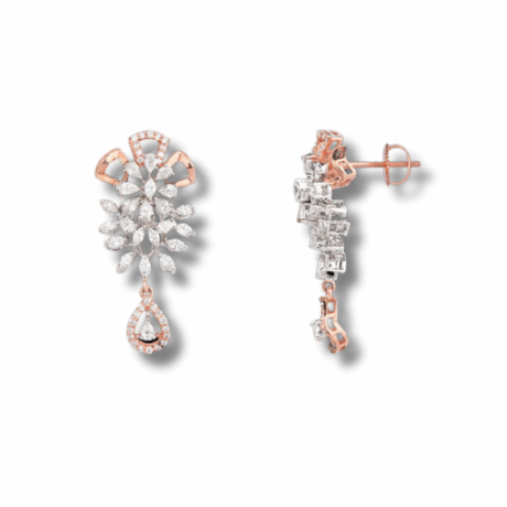 Trinity Gleam: Diamond Danglers with Marquise, Pear & Round Cuts