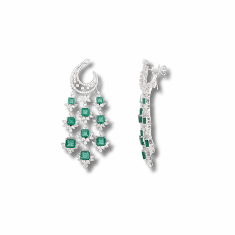Lustrous Layers: Fancy-Cut Diamond Dangling Earrings