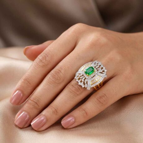 Green Panna Diamond Statement Ring