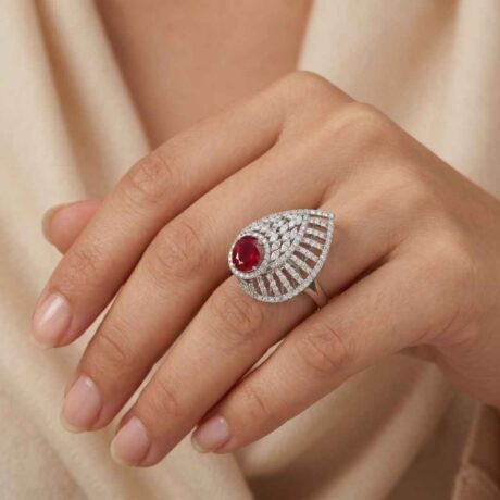 Elegant Ruby Diamond Statement Ring
