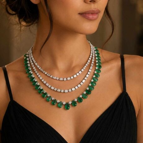 luxury layered emerald and diamond necklace