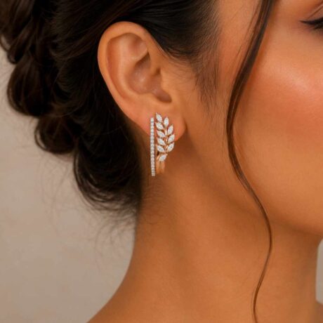 modern leaf-inspired ear climber bali