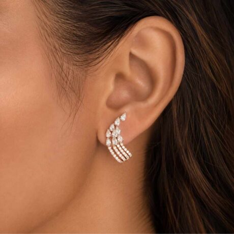 modern leaf-inspired ear climber bali