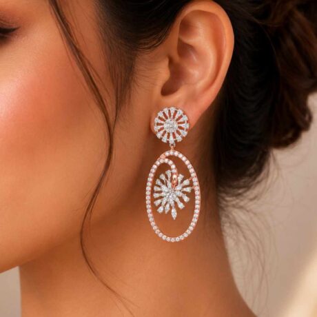 modern floral-inspired open oval danglers