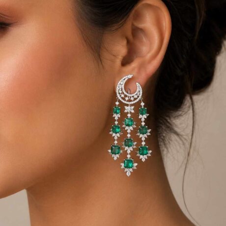crescent moon-inspired diamond danglers
