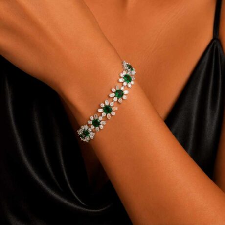 round emerald Floral Bracelet