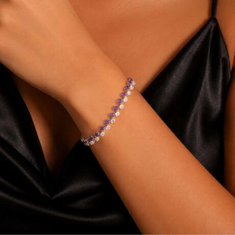 alternating amethyst gemstones & brilliant natural bracelet