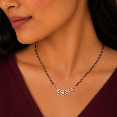 Diamond Pearl Curve Mangalsutra