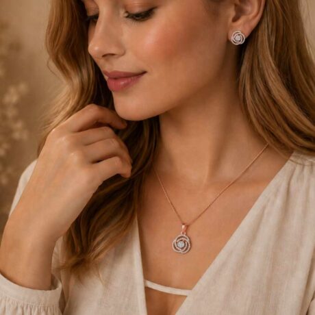 Diamond Spiral Pendant Set